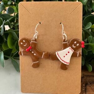 Gingerbread Man and Woman Polymer Clay Earrings